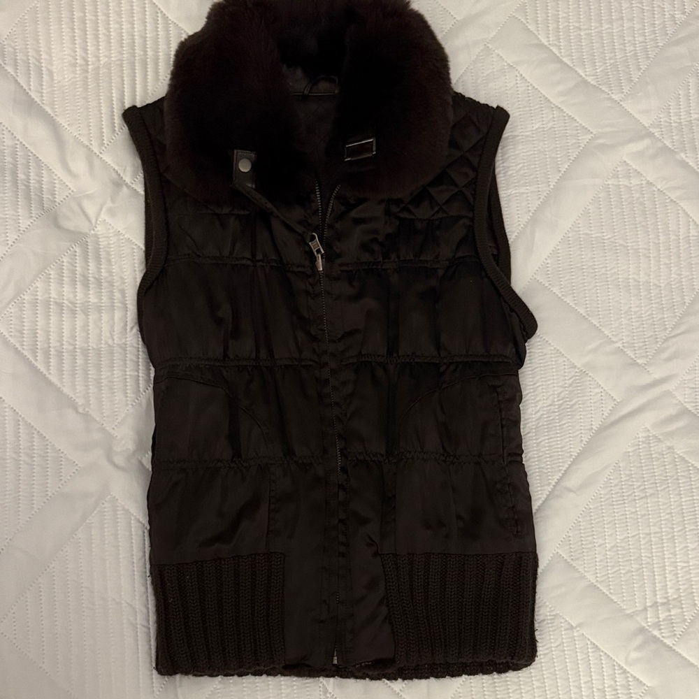 June reversible rabbit fur/leather vest